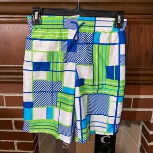 Men's Blue and Green Swim Shorts
